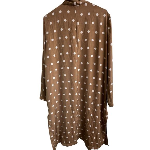 NWT ANTHROPOLOGIE x BB DAKOTA Deedra Kimono Sz XL Brown White Polka Dot Duster - Picture 3 of 13